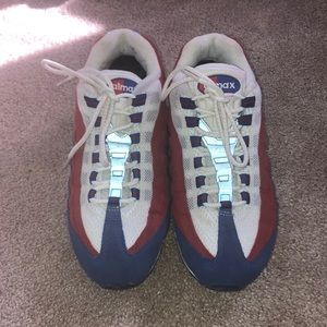 Red white and blue air max sneakers